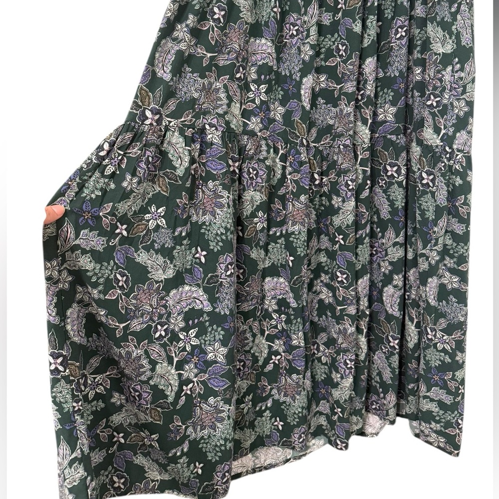 MARINE LAYER IVY SMOCKED DRESS IN FOREST FLORAL - Large - Picture 14 of 17